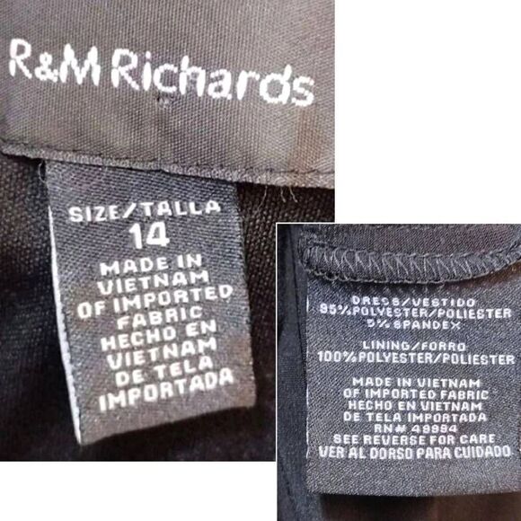 R&M Richards Abstract Black White Print Mapped Bust Mini Dress Size 14 - Picture 12 of 14